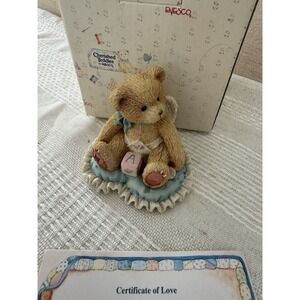 Cherished Teddies‎ "Little Bundle of Joy" 1994 Cupid Baby Boy on Pillow Figurine